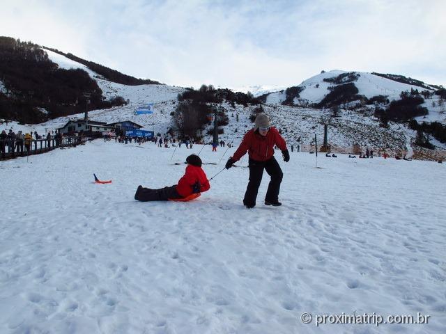 Brincando na neve - tríneos no Cerro Catedral - Bariloche