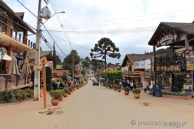 Avenida principal da cidade de Monte Verde