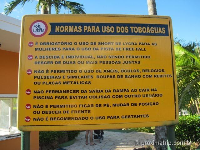 Normas para uso dos toboáguas - Parque aquático Thermas Water Park - Águas de São Pedro