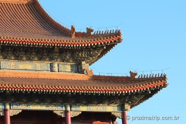 O belo e ornamentado telhado do Tian'an Men - Pequim