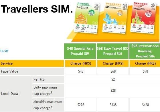 Drei - chip celular com planos de dados [3G] pré pago Hongkong - Macao - TravellersSIM