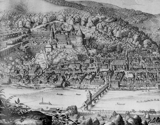 castelo de heidelberg pintado em 1620