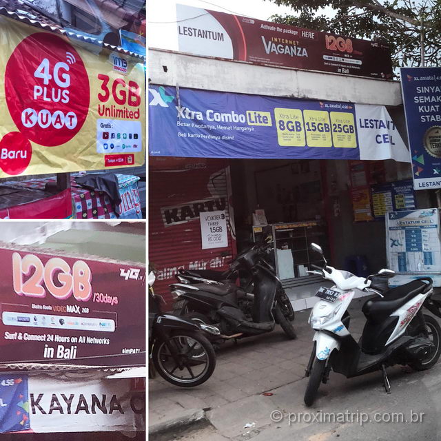 Lojas chip celular na Indonésia