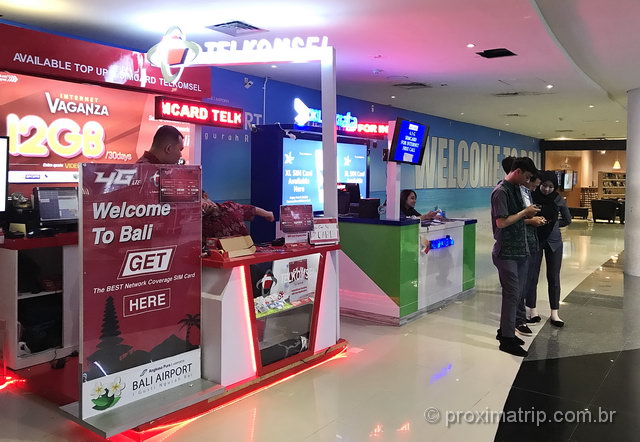 Onde comprar chip celular aeroporto Denpasar Bali - Indonésia