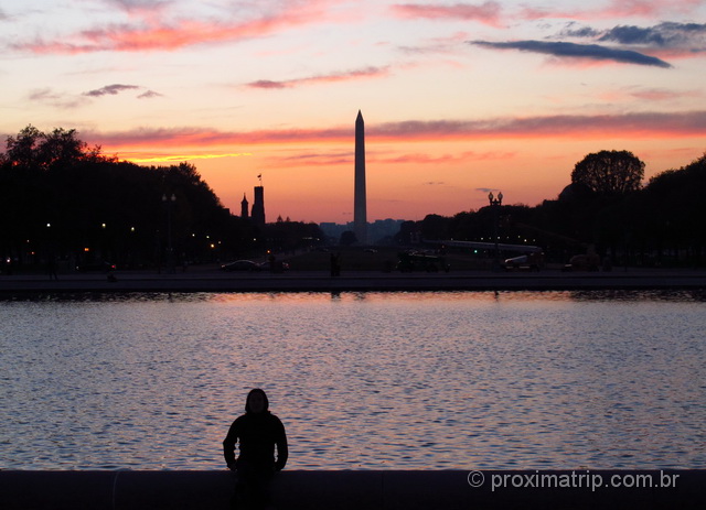Monumento a Washington e lindo por do sol, visto a partir do Capitólio - Washington DC