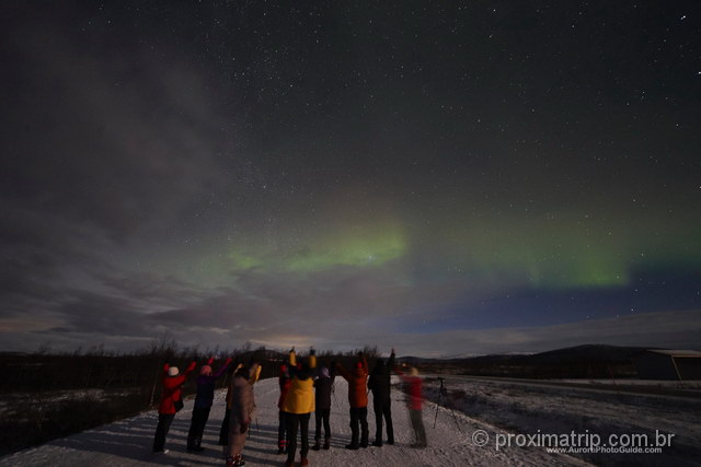 Nosso grupo de caça à Aurora Boreal em Tromso