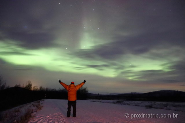 Céu com muitas nuvens, mas a aurora boreal apareceu!