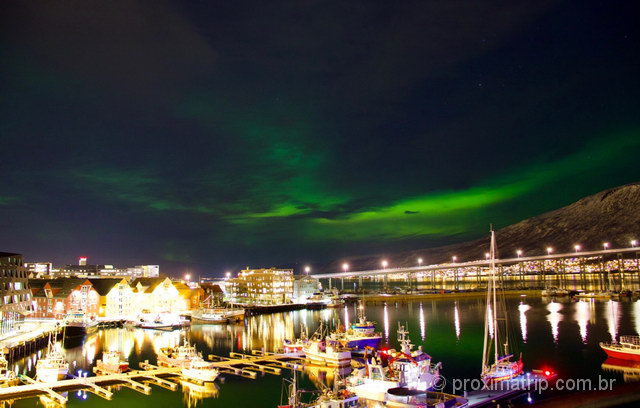 Aurora Boreal em Tromso, vista a partir do hotel