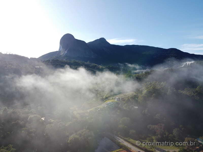 Vista de drone da paisagem da região da Pedra Azul, no Espírito Santo