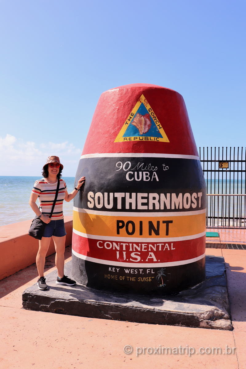 Ponto turístico em Key West: a 90 milhas de Cuba o ponto mais ao sul dos EUA