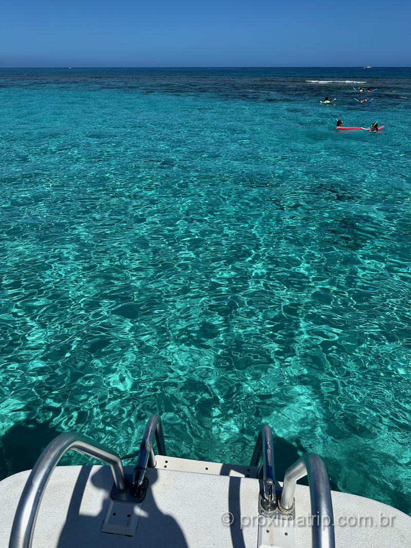 Mar cristalino próximos a recife de coral, nas Ilhas Cayman